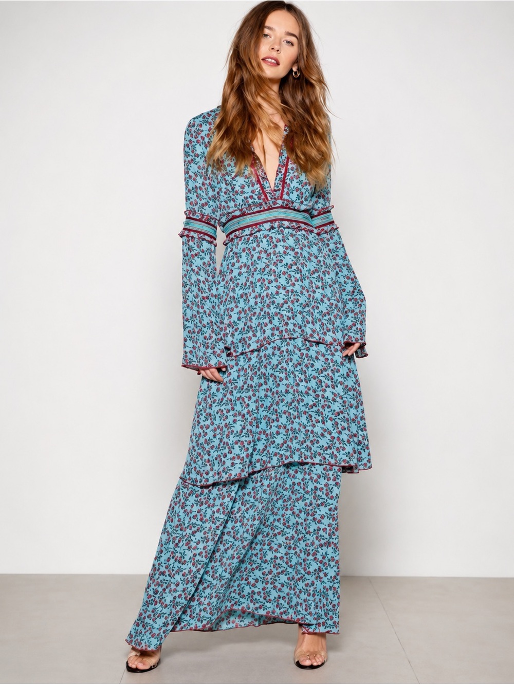 NWT Nasty Gal “Never Let Me Go” Floral Tiered Maxi Dress – Size 6